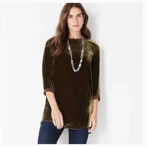 J. Jill Silk Blend Velvet Top in Green
